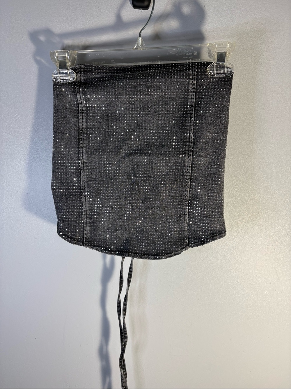 Daisy Black Sequin-Detail Crop Top